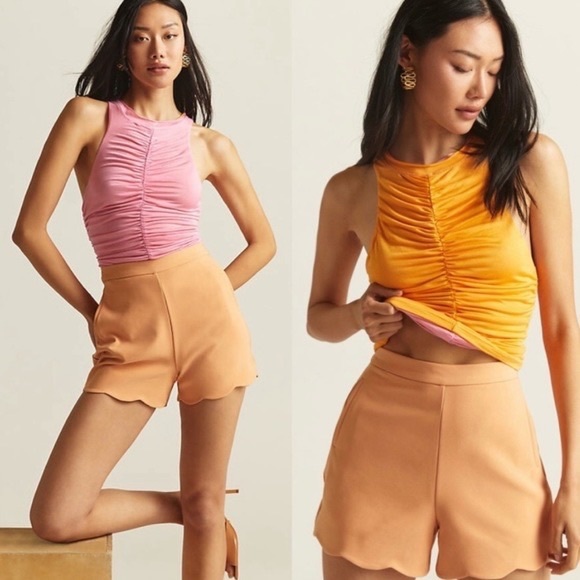 Anthropologie Tops - NWT XS REVERSIBLE Pilcro Anthropologie Ruched Tank Top Keyhole Pink Orange Women